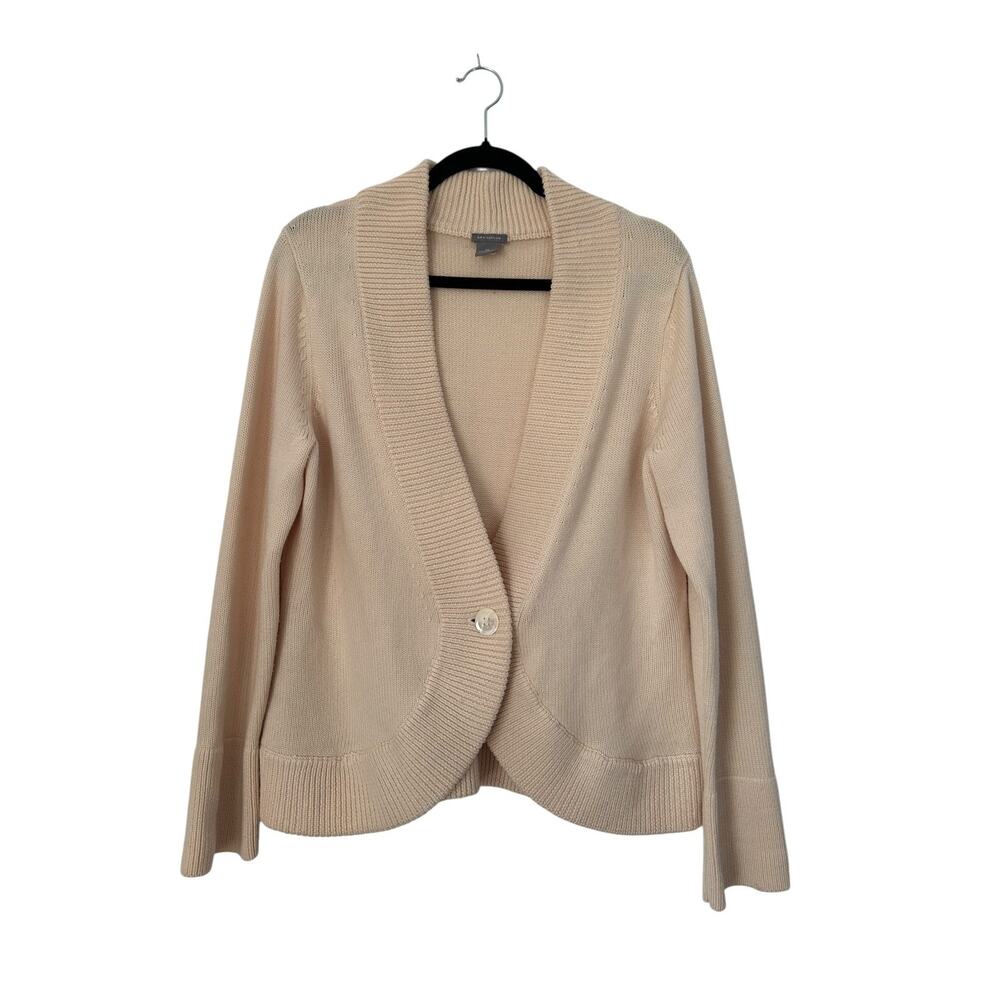 Ann Taylor Sweater XL 100% Extrafine Merino Wool One Button Blazer Light Beige
